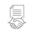 Business contract linear icon. Handshake teamwork line concept.
